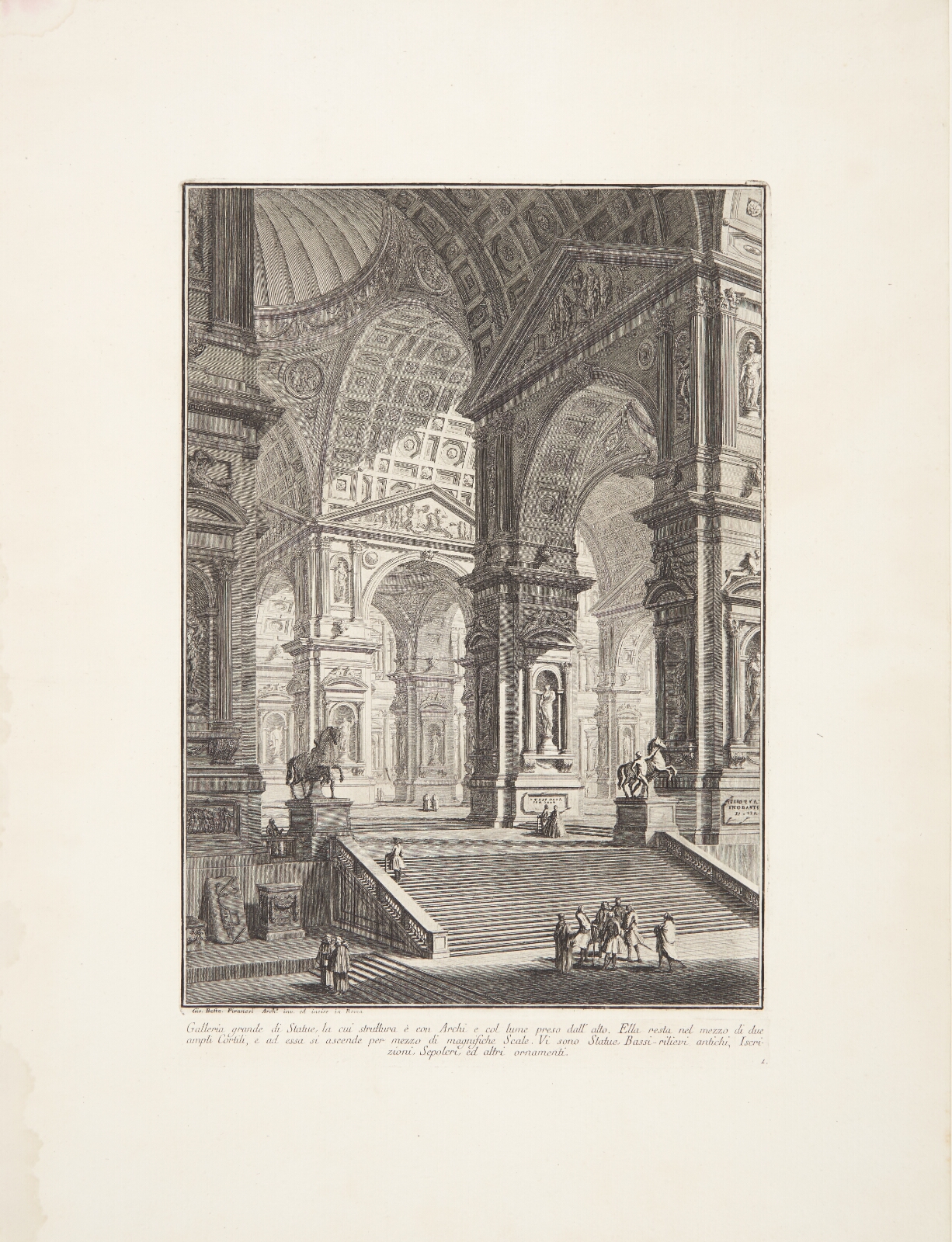 Giovanni Battista Piranesi, Stort skulpturgalleri med hvælvinger, belyst ovenfra ...