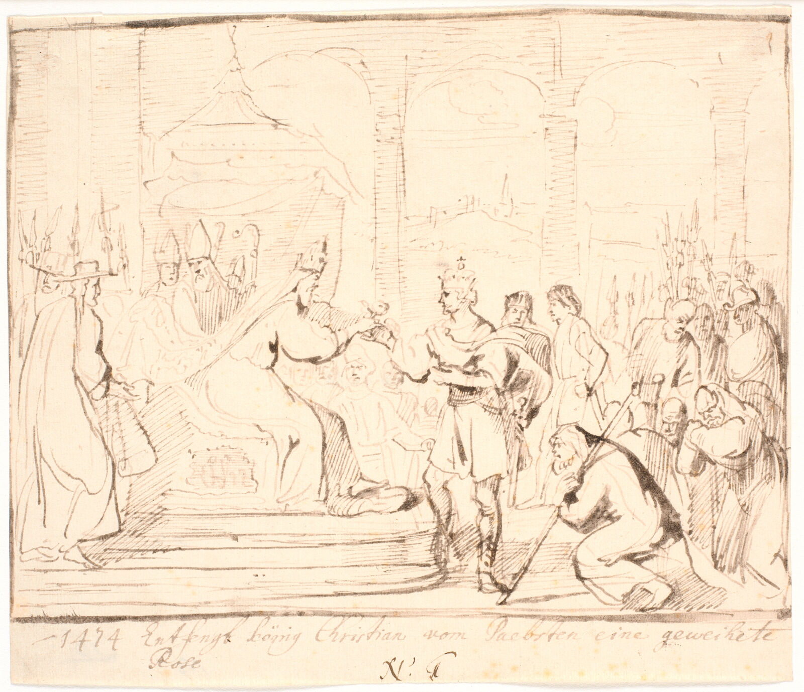Jürgen Ovens, Pave Sixtus IV overrækker 1474 Christian I en indviet Rose
