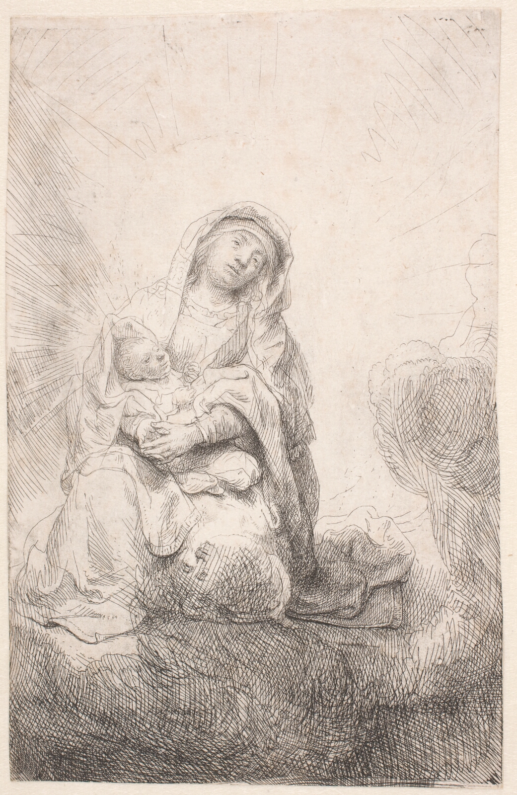 Rembrandt van Rijn, Jomfru Maria med Kristusbarnet i skyerne