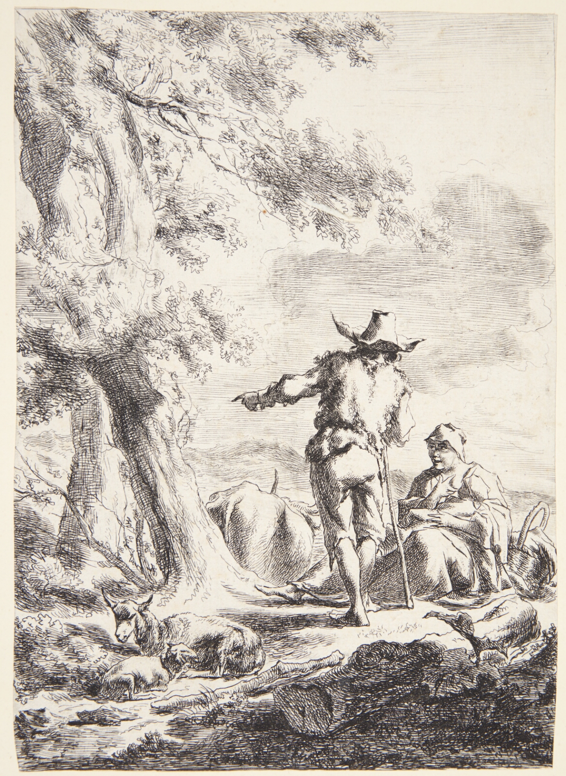 Nicolaes Berchem, Fårehyrde i samtale med en siddende kvinde
