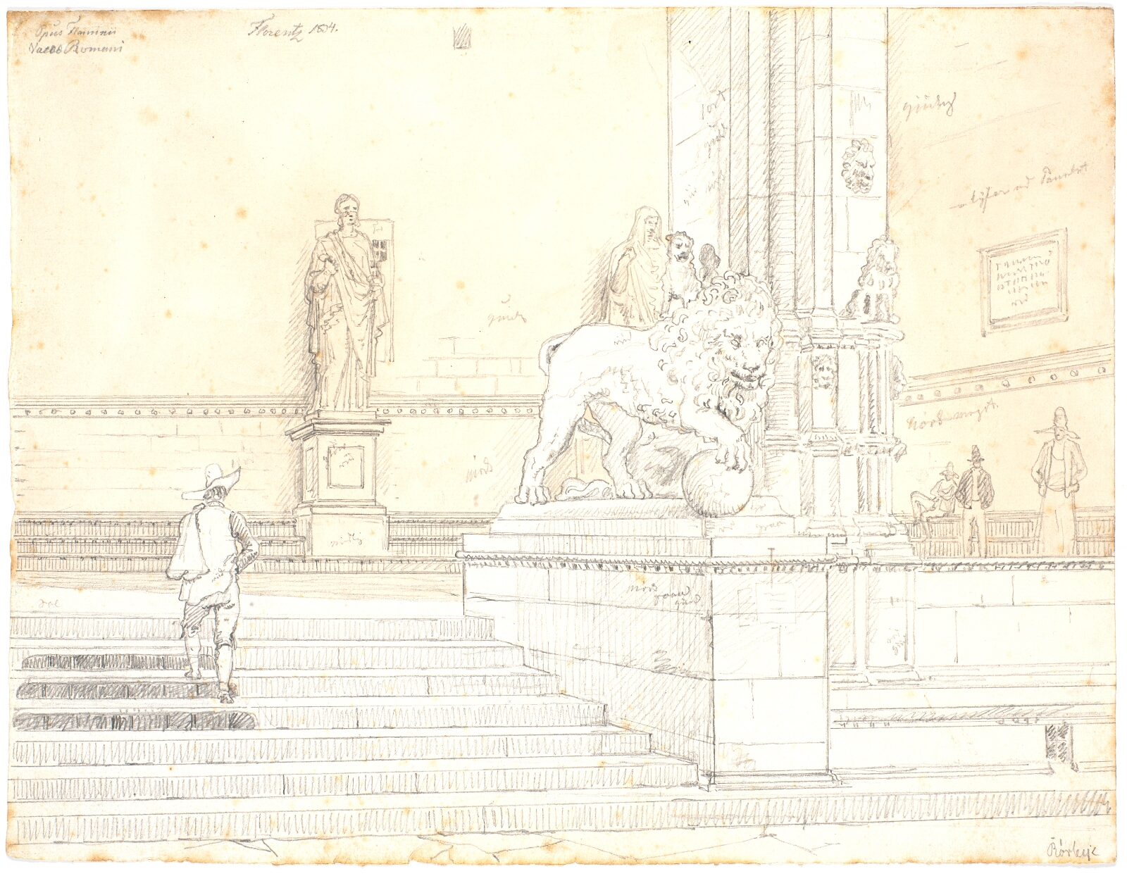 Martinus Rørbye, Trappen til Loggia de' Lanzi, Firenze