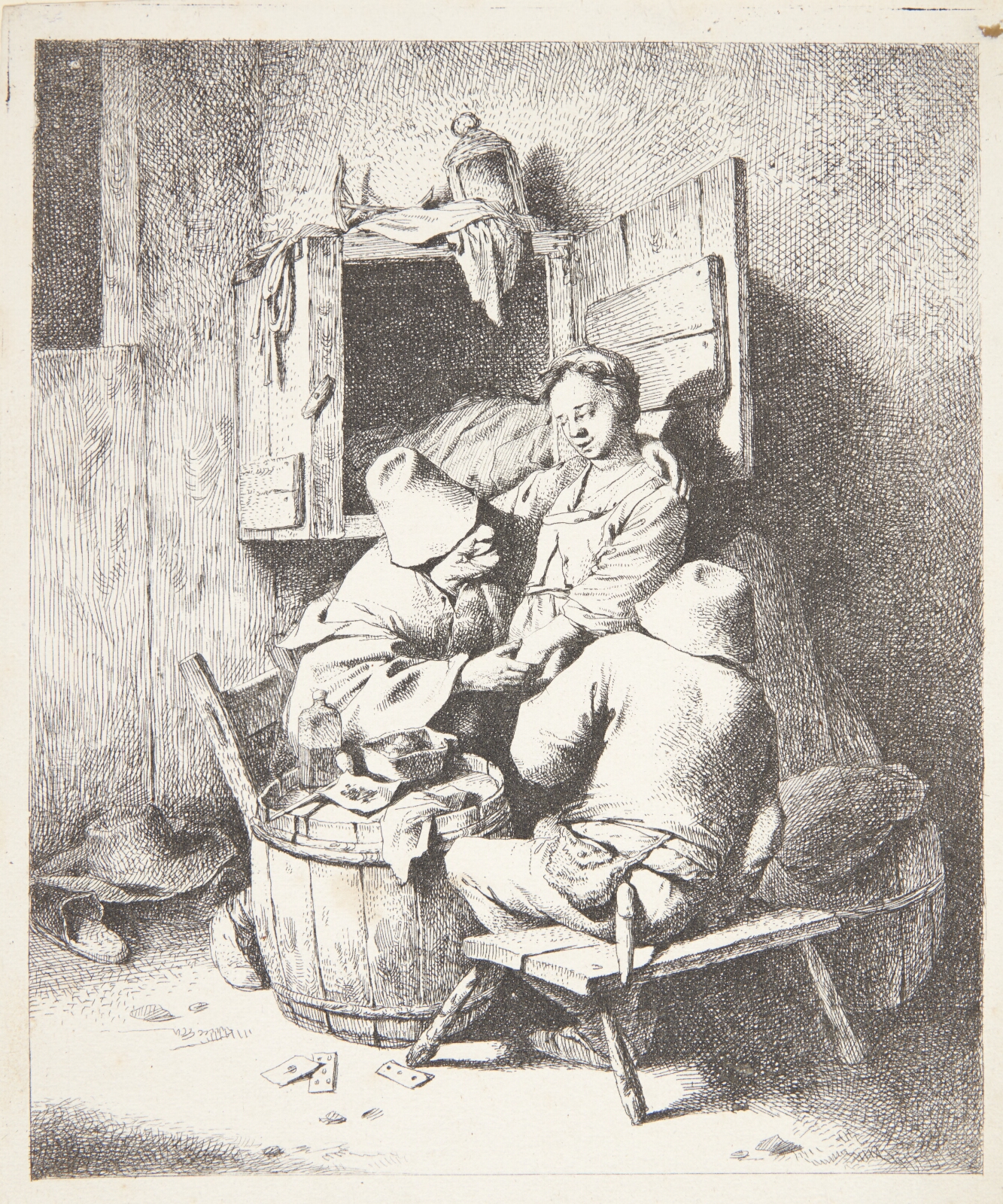 Cornelis Pietersz Bega, Ung værtinde og to siddende mænd i en krostue