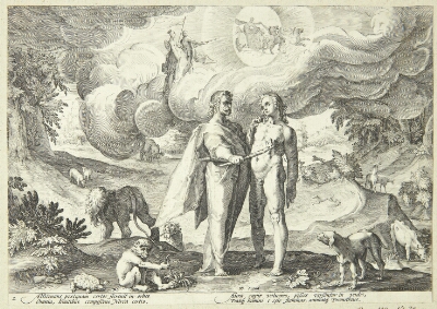 Prometheus skaber mennesket og giver det liv med ild fra himlen, Goltzius, Hendrick, 1589