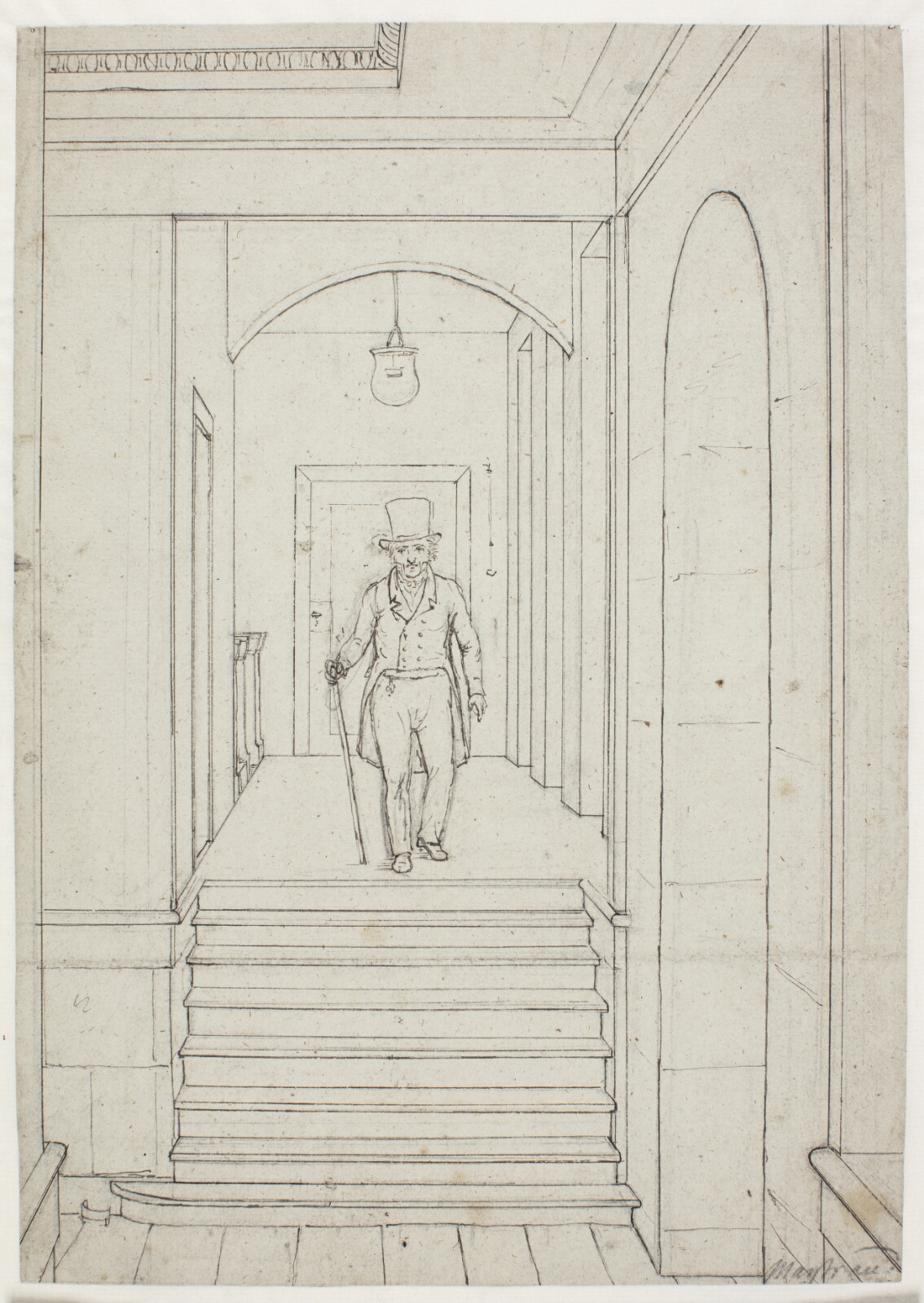 Wilhelm Marstrand, C.W. Eckersberg på Charlottenborgs trappegang