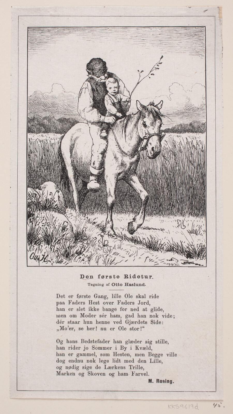 F. Hendriksen, "Den første ridetur", digt af M. Rosing