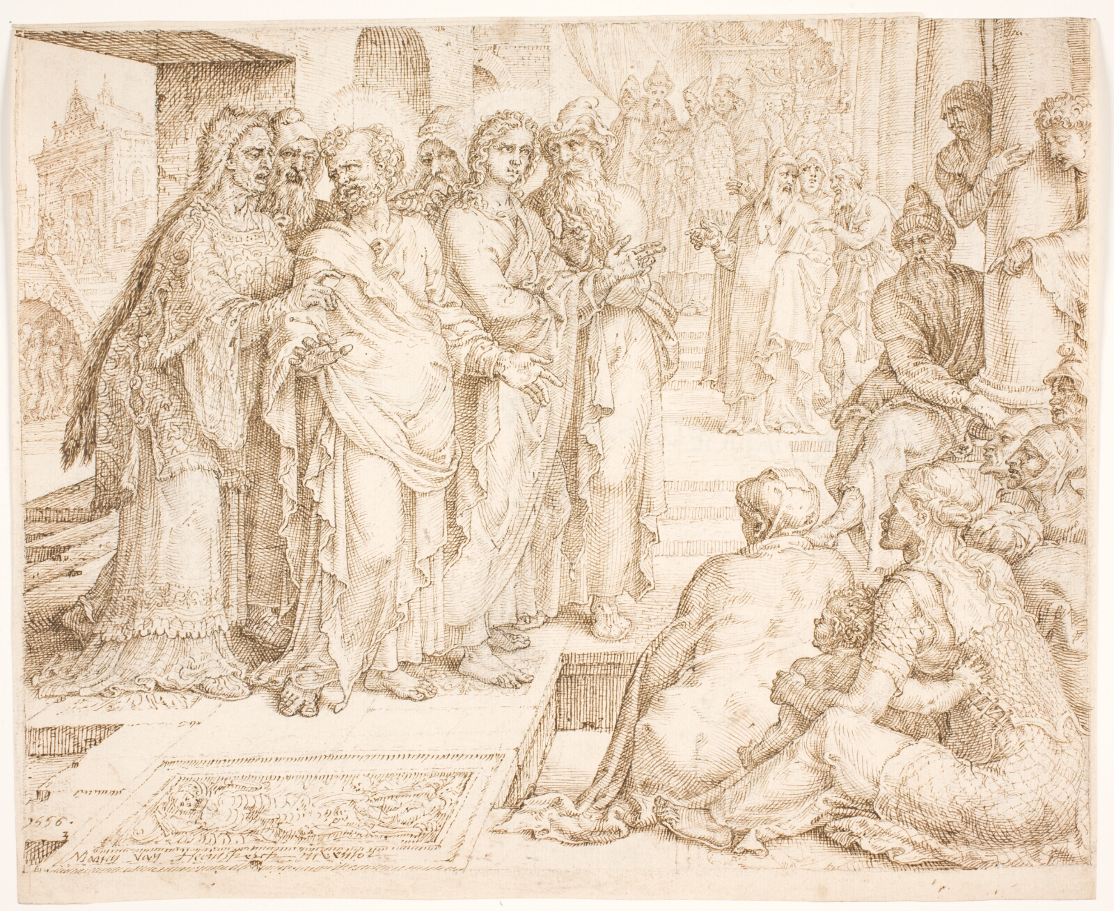 Maarten van Heemskerck, Peter og Johannes tages til fange af præsterne og saddukæerne