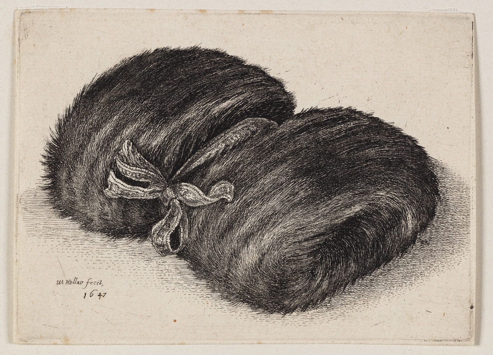 Wenceslaus Hollar, Mørk pelsmuffe med et sløjfebånd