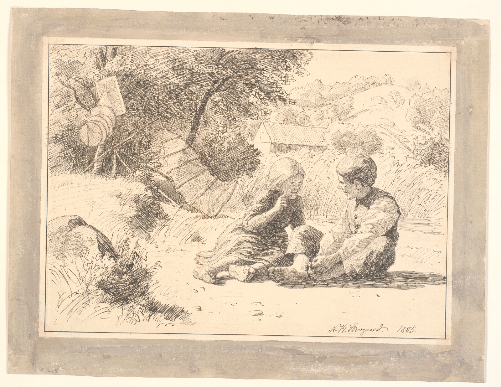 Niels Skovgaard, To børn på en søbred i Öströö, Halland
