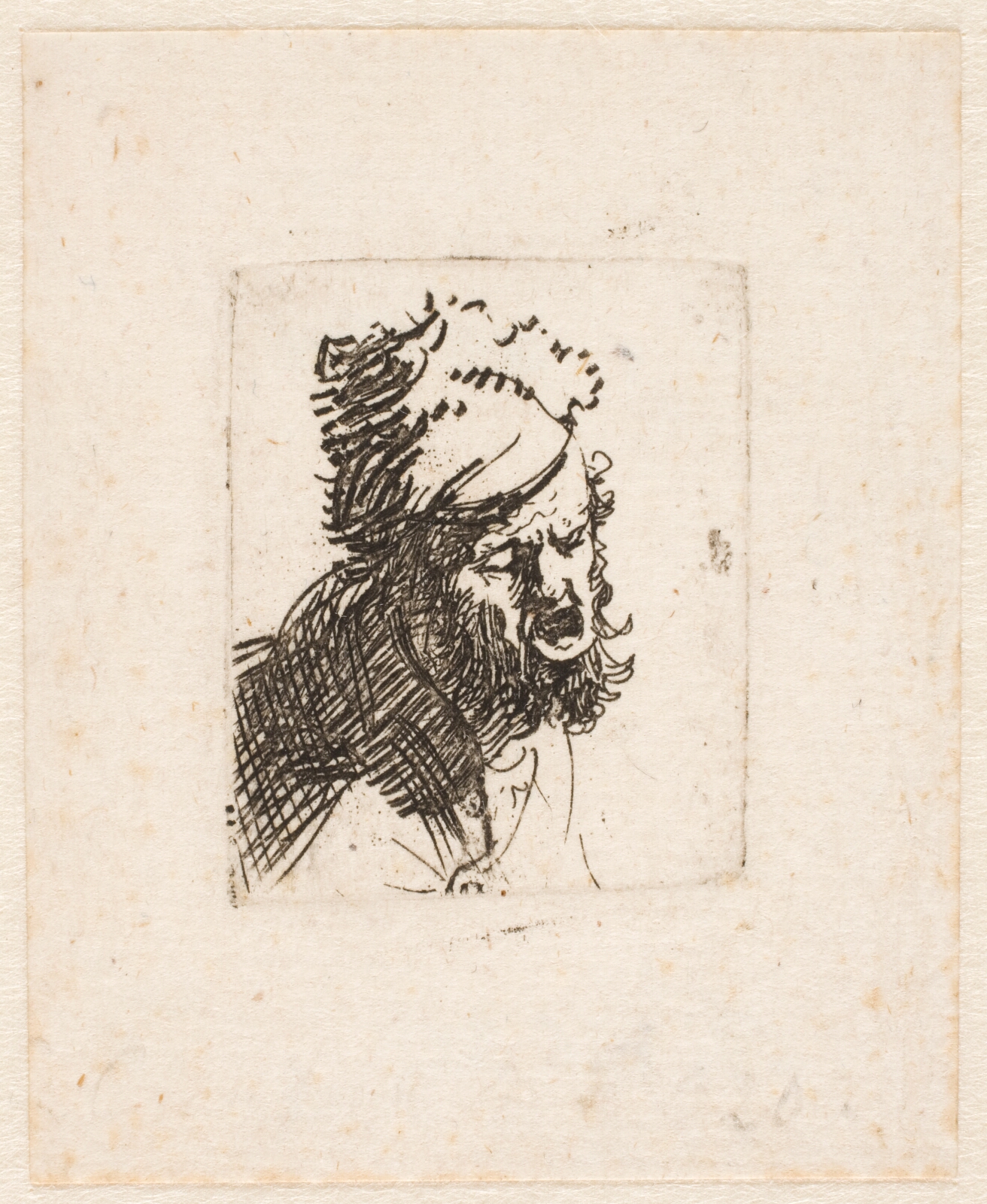 Rembrandt van Rijn, Hoved af råbende mand med pelshue
