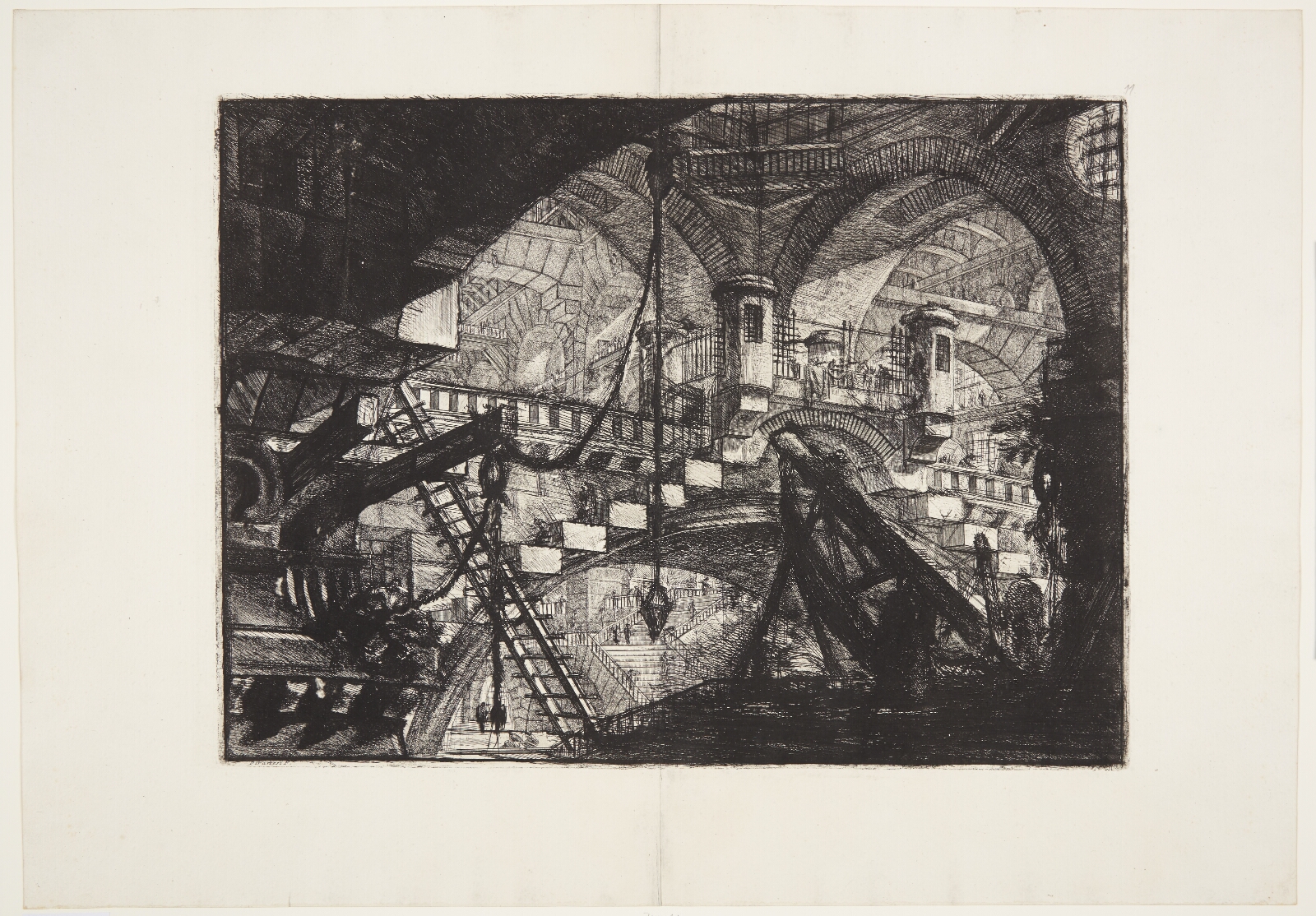 Giovanni Battista Piranesi, Hal med trapper og broer, i forgrunden et bueslag