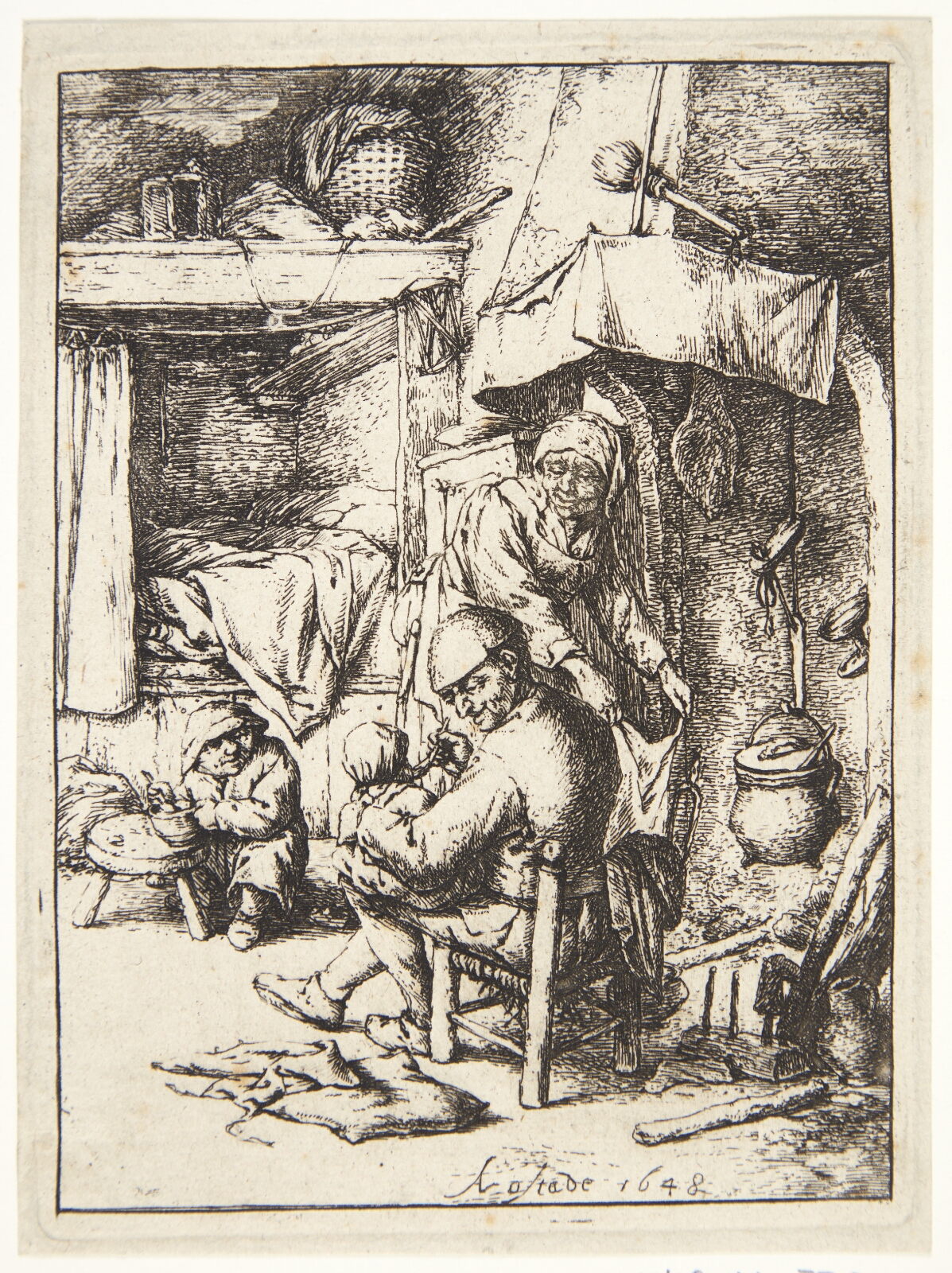 Adriaen van Ostade, Pater familias. Interiør med en fader, der mader et barn