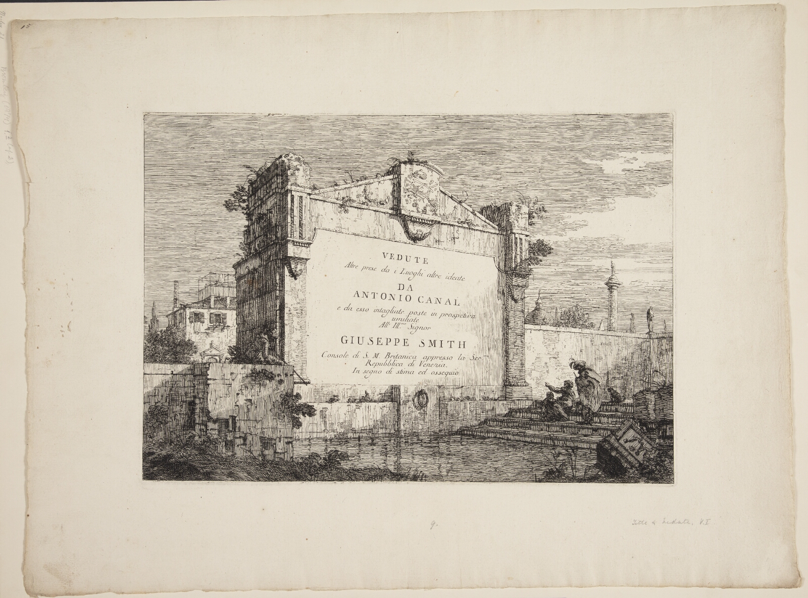 Canaletto, Titelblad til "Vedute altre prese da i luoghi altre ideate da Antonio Canal"