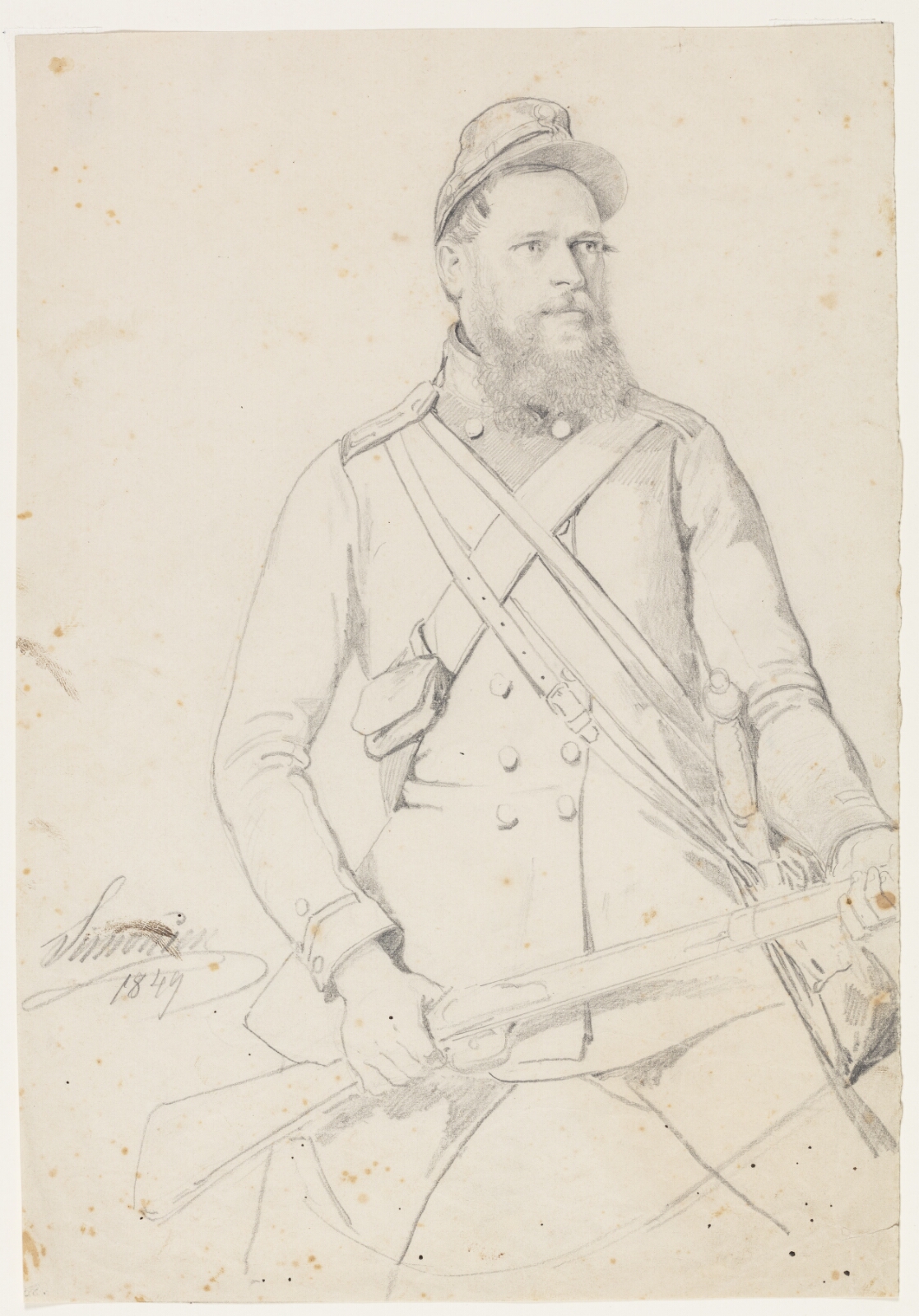 Niels Simonsen, En soldat med fældet bajonet
