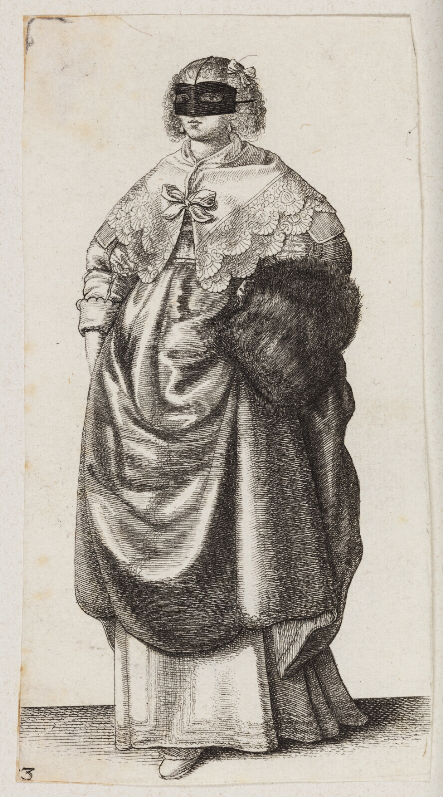 Wenceslaus Hollar, Kvinde med en maske og muffe