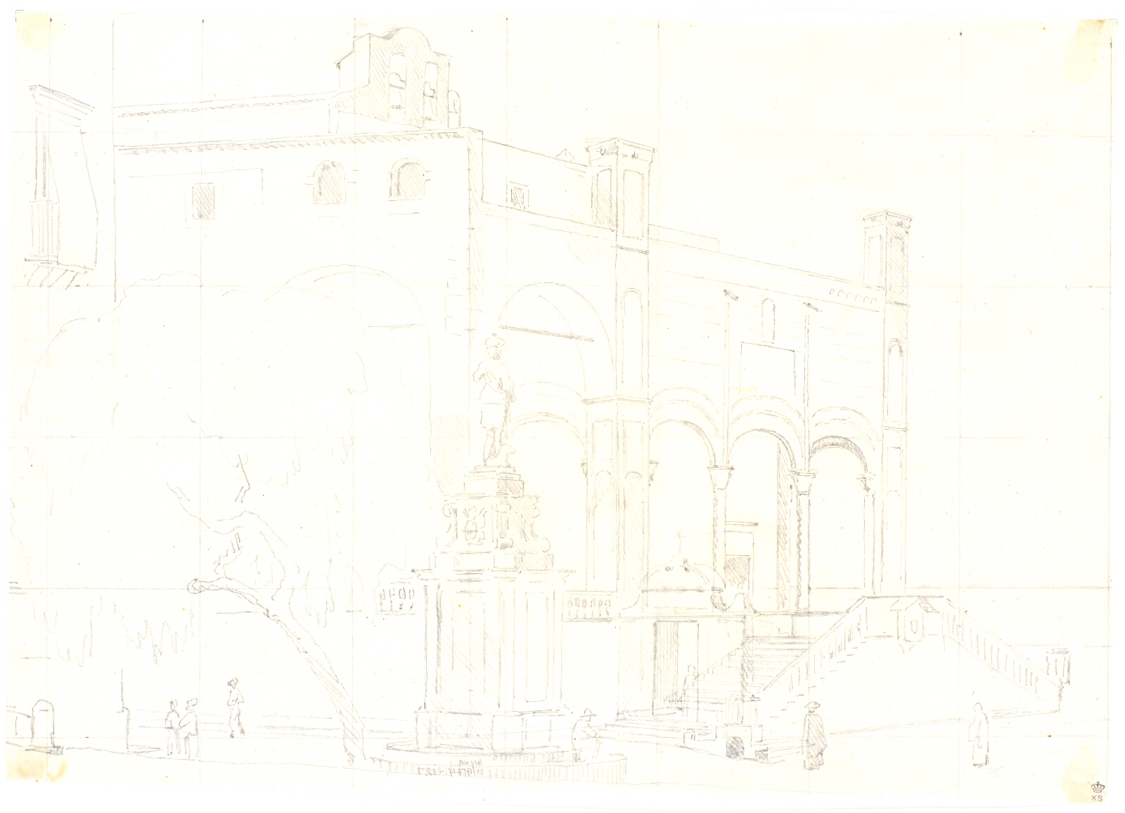 Martinus Rørbye, Kalke af S. Maria della Cateria i maleriet "Morgen på Piazza Marina i Palermo" fra 1844