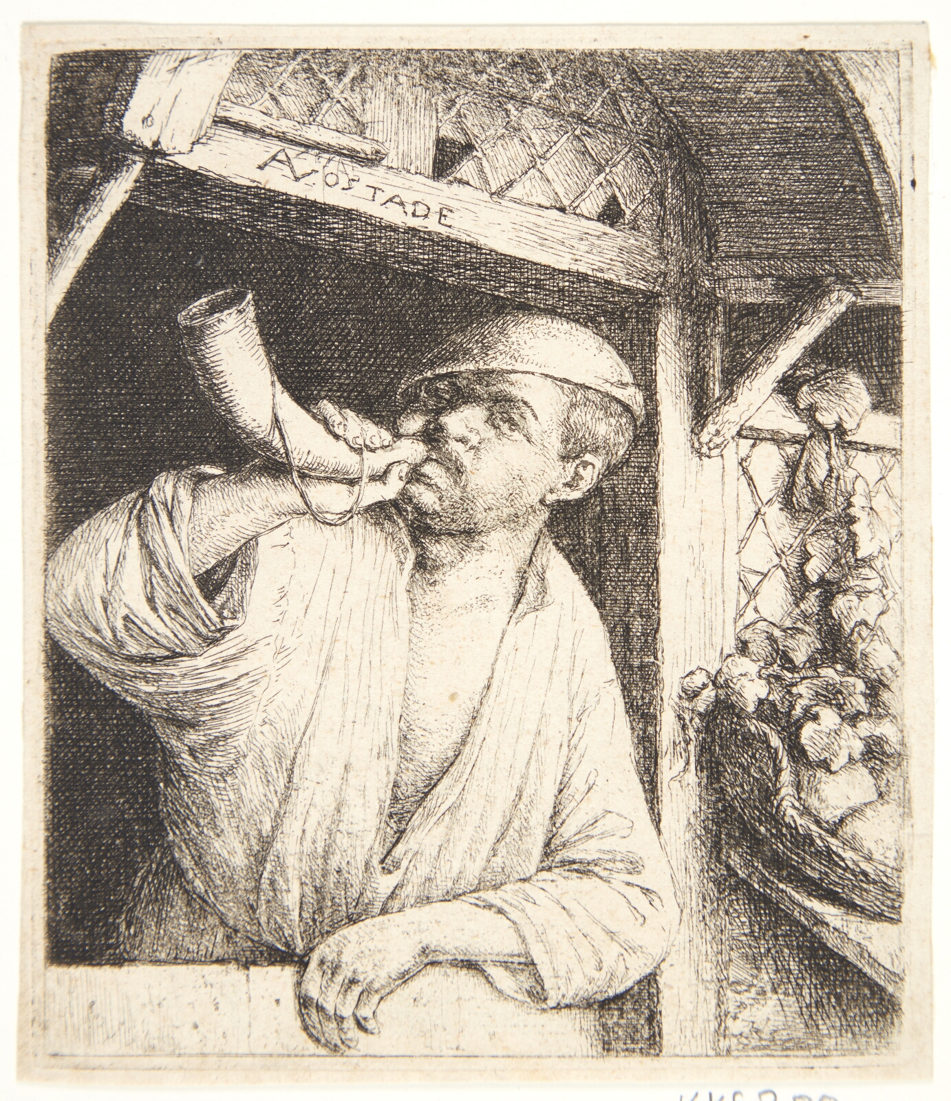 Adriaen van Ostade, En bager, der blæser i sit horn
