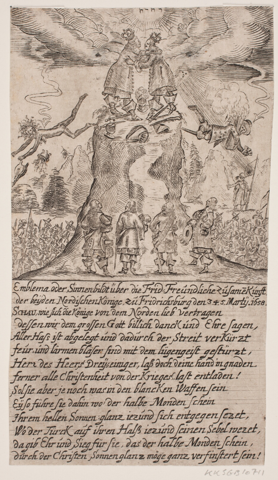 Ubekendt dansk, Frederik III og Karl Gustav X's møde på Frederiksborg. Satirisk blad