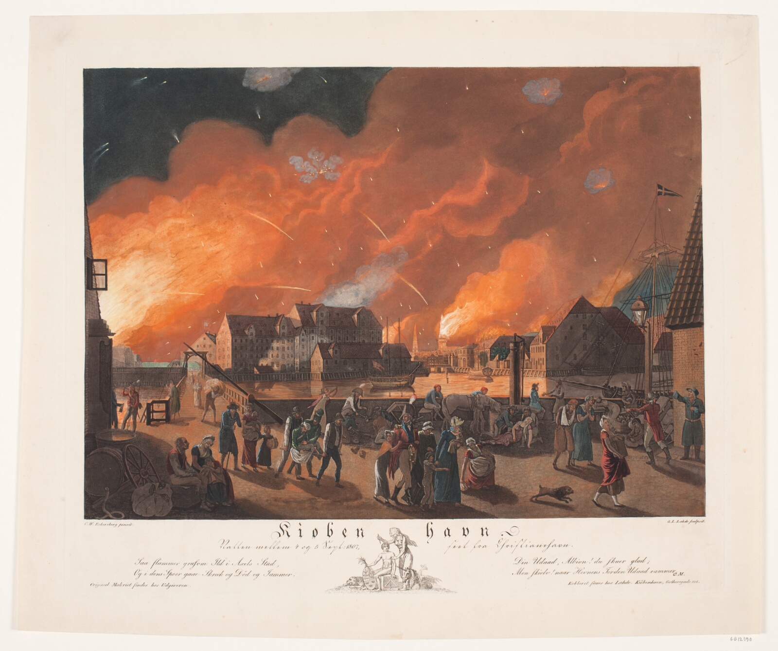 Gerhard Ludvig Lahde, København, natten mellem 4. og 5. september set fra Christianshavn