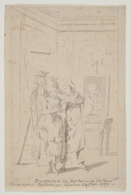 Pierrot og Colombine i "Det talende Skilderie", Cramer, Peter, 1779