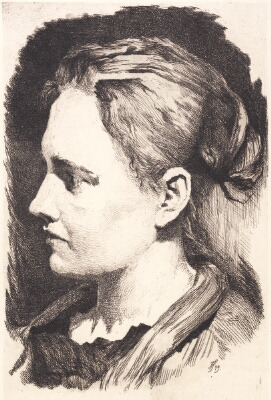 Ung pige i profil med opstrøget hår, Schwartz, Frans, 1899