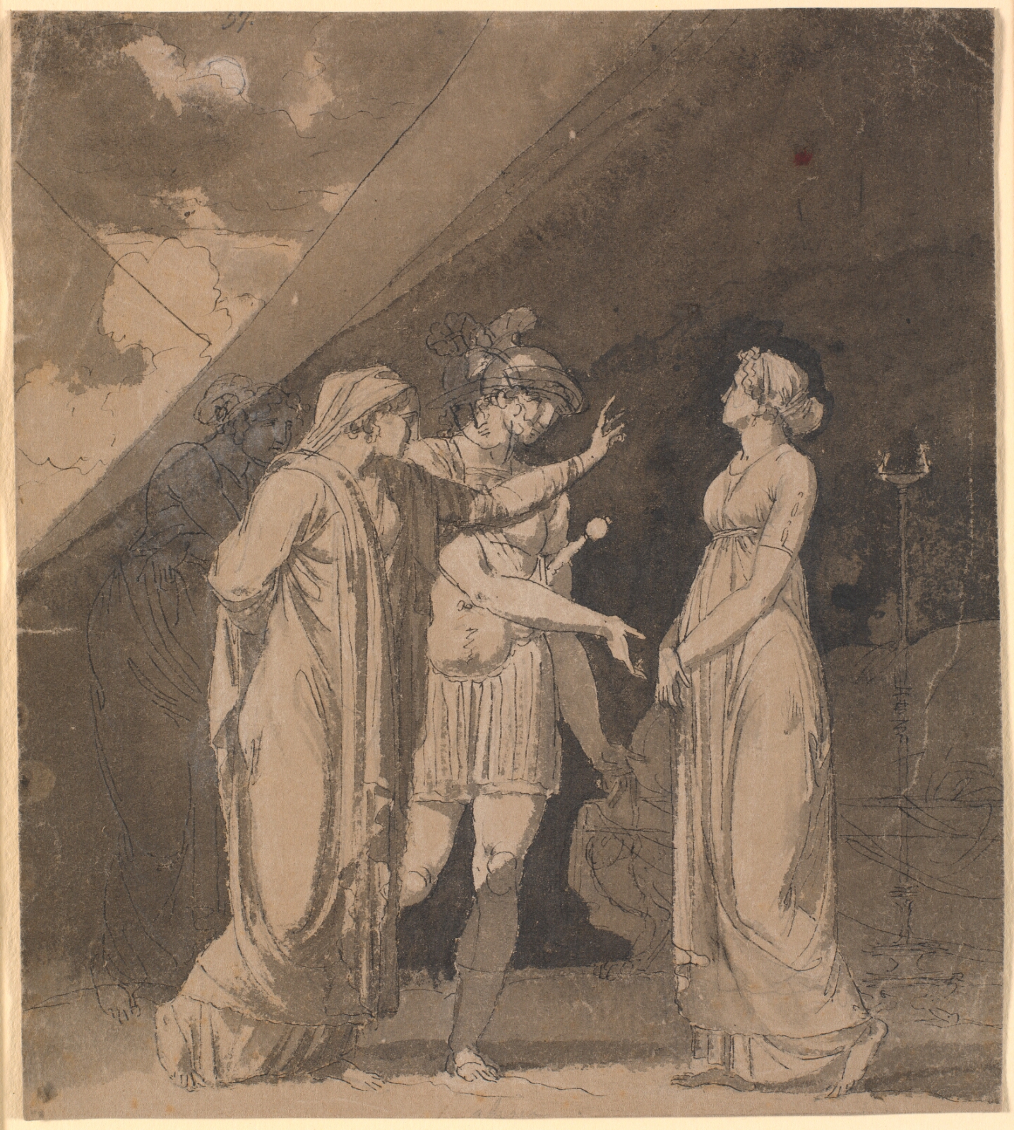 Nicolai Abildgaard, Scene fra Voltaires "Le triumvirat", formodentlig 2.akt., 2.scene