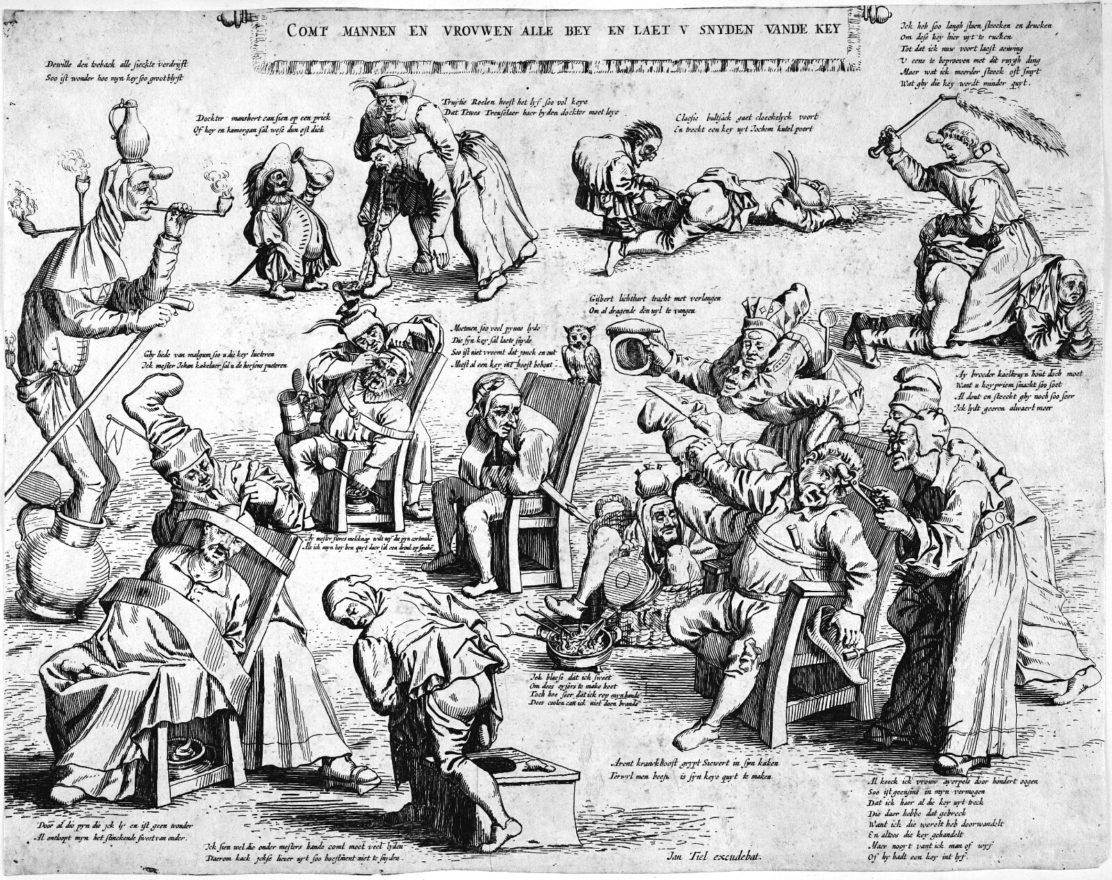 Salomon Savery, Satirisk blad med dårer og kvaksalvere (Comt mannen en vrouwen alle bey en laet u snyden vande key)
