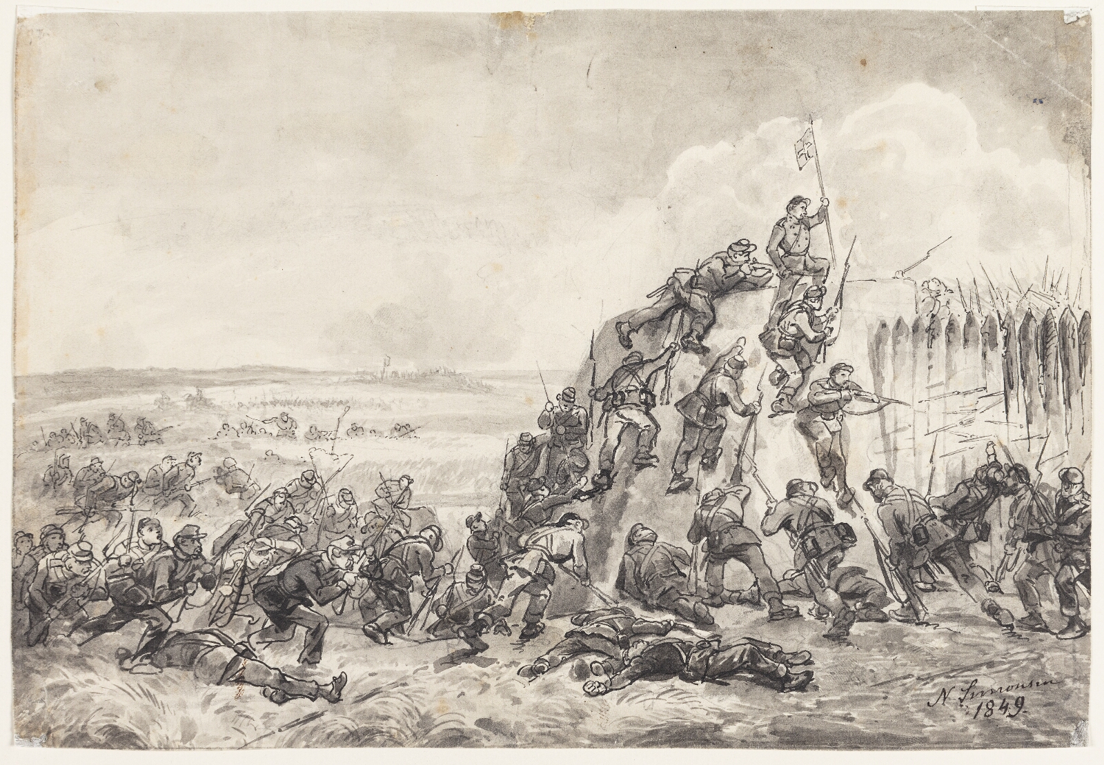 Niels Simonsen, Danske soldater stormer en palisaderække. Fra kampen ved Frederica