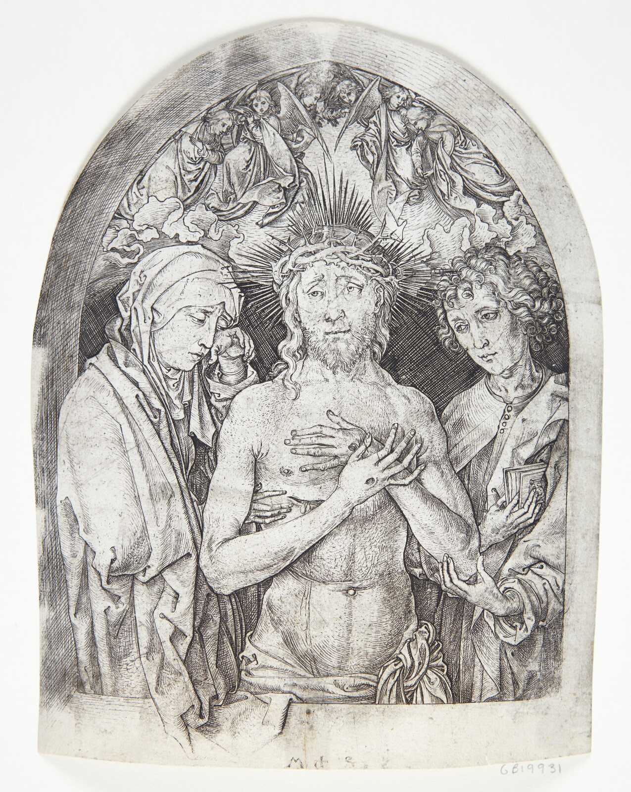 Martin Schongauer, Kristus som smertensmand, mellem Maria og Johannes