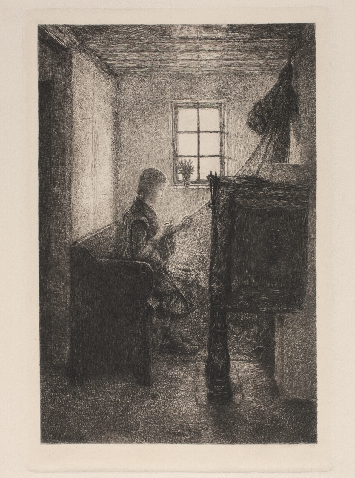 John Lübschitz, Ung pige, som bøder et fiskenet