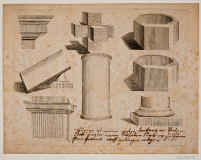 Øvelsesblad. Arkitektoniske elementer, Preisler, J.M., 1715-1794