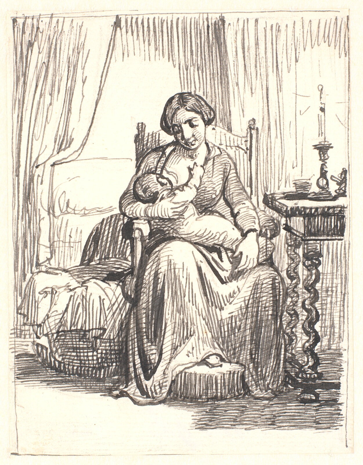 Wilhelm Marstrand, Moder med diende barn, t.h. tændt lys