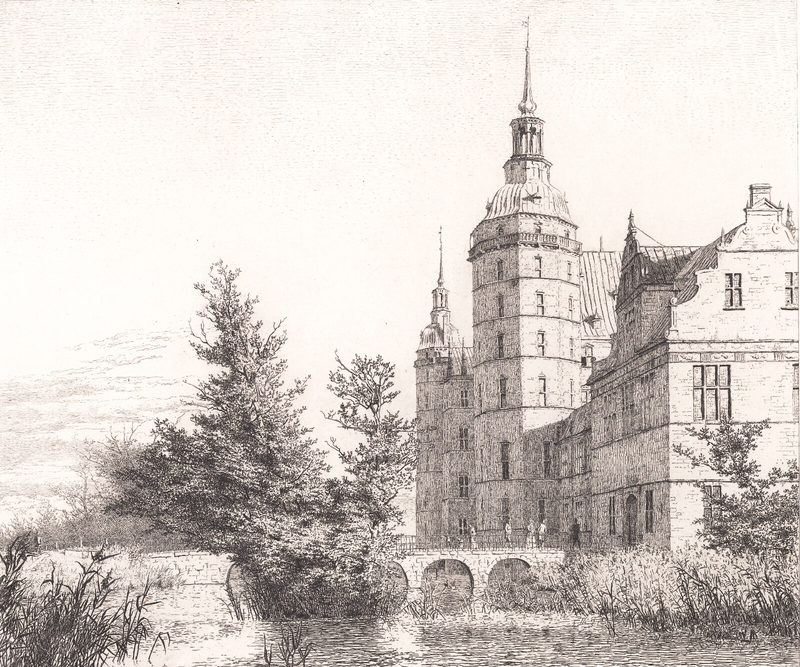 Christen Købke, Frederiksborg Slot. Parti ved Møntbroen
