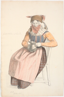 Siddende kone med en kande, Dalsgaard, Christen, 1851