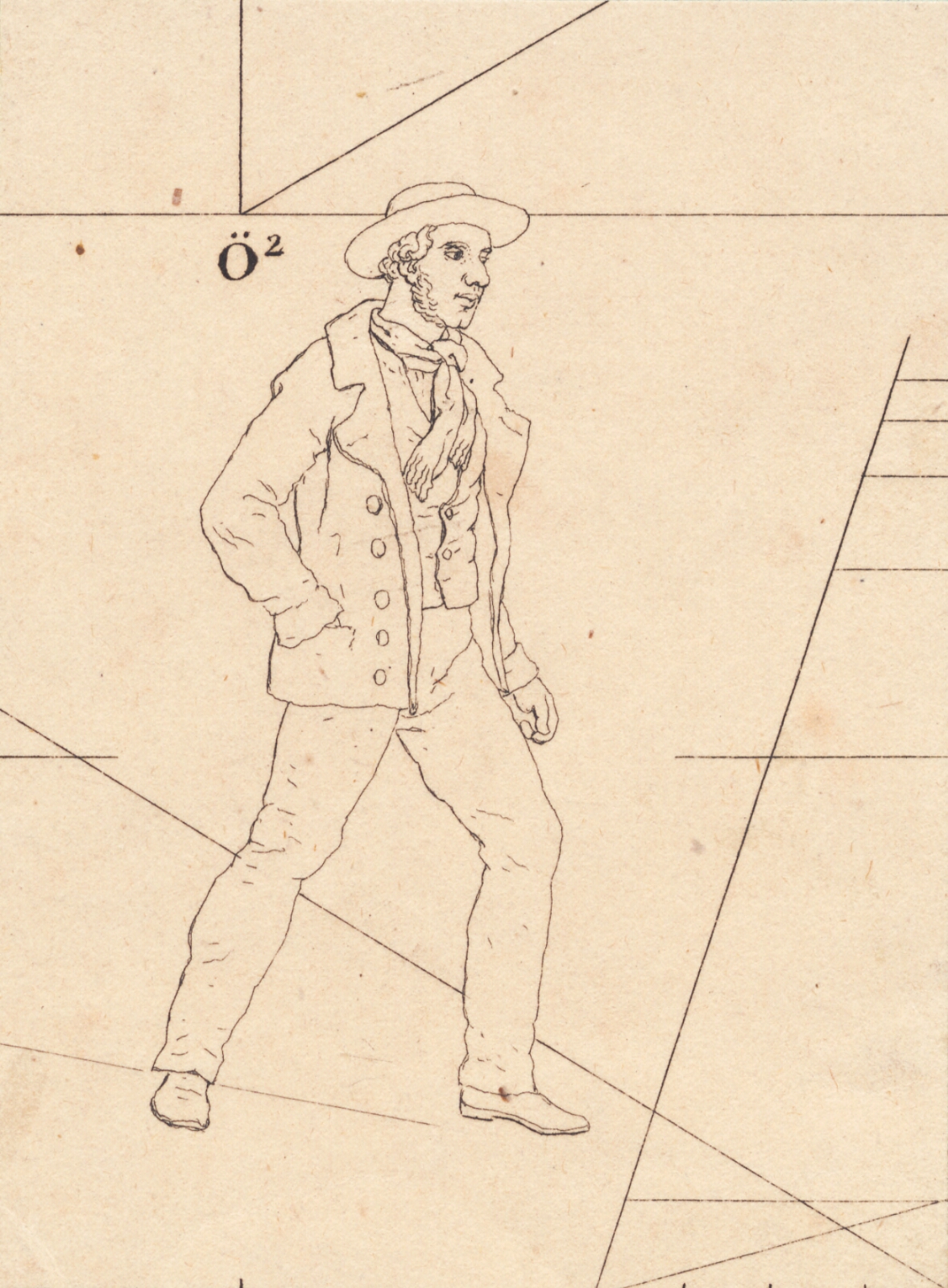 C.W. Eckersberg, Gående sømand. Illustration til "Linearperspectiven", Tavle VII