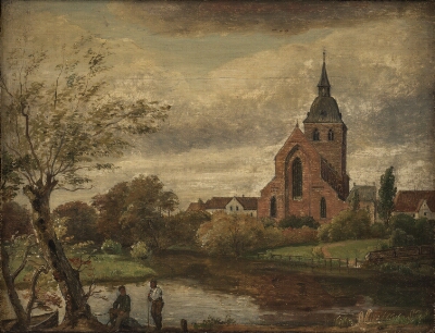 St Knud's Church by the River in Odense. Autumn