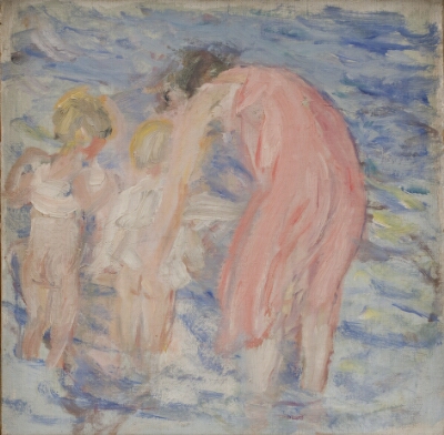 A Woman and two Children at the Beach