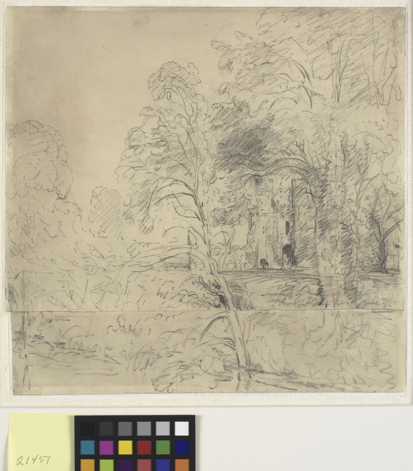 John Constable, Cowdray House, set mellem træer