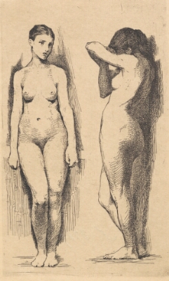 Prøveplade: To nøgne kvinder, Schwartz, Frans, 1899