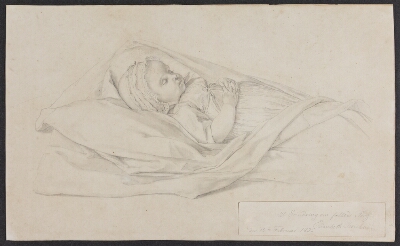 Portræt af den døde Johanne Virginie Martensen, Jerichau Baumann, Elisabeth, 1855