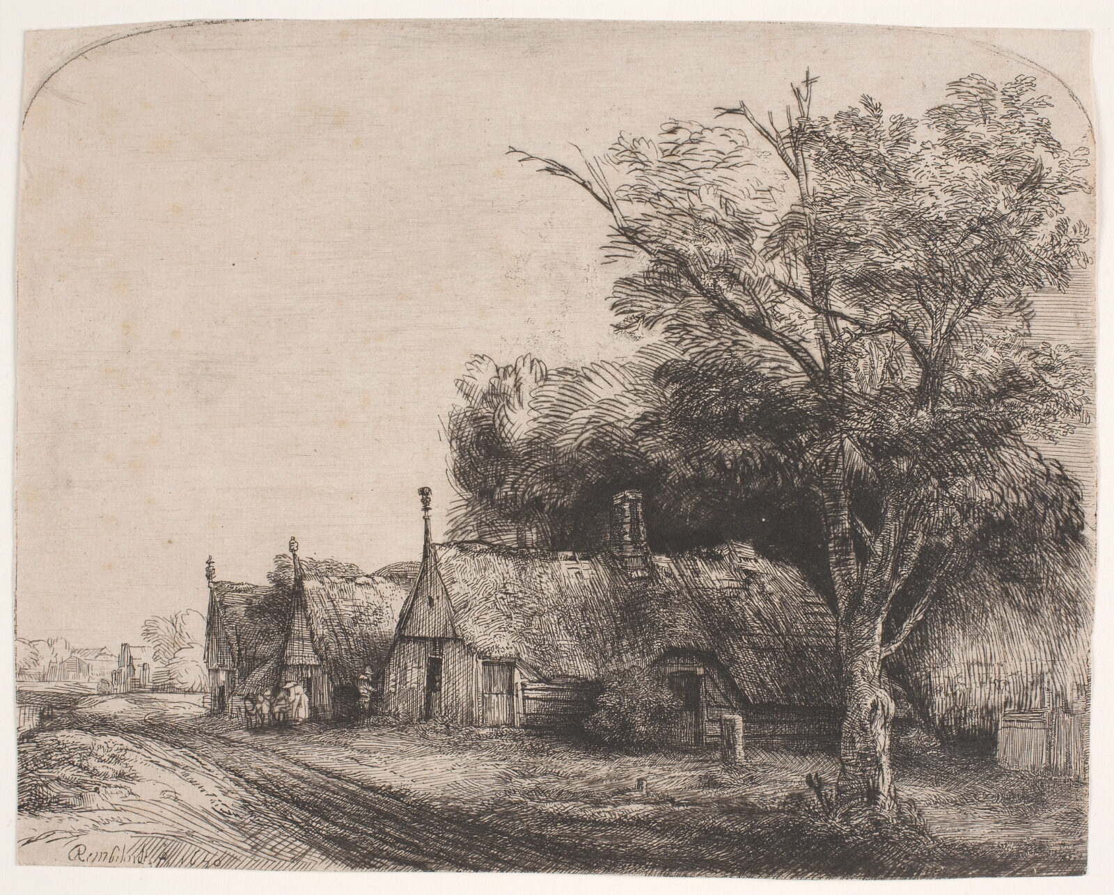 Rembrandt van Rijn, Landskab med tre hytter