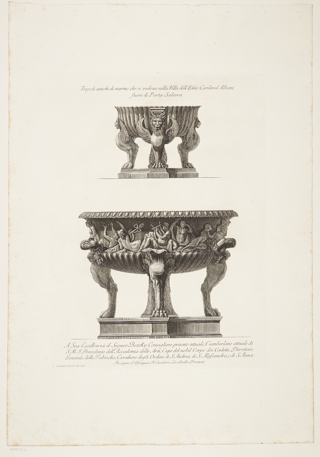 Giovanni Battista Piranesi, To trefødder i marmor