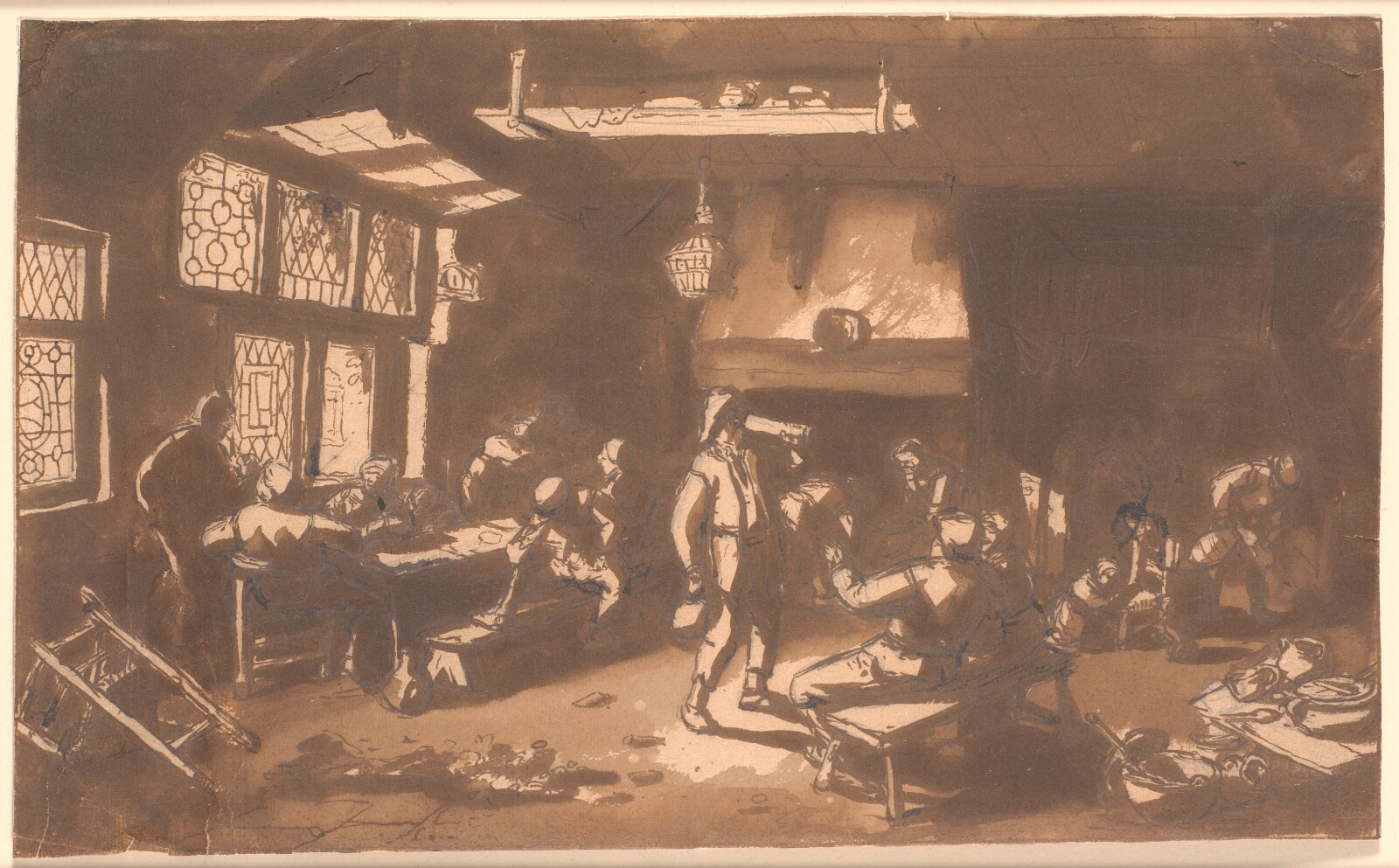 Adriaen van Ostade, En krostue med talrige gæster