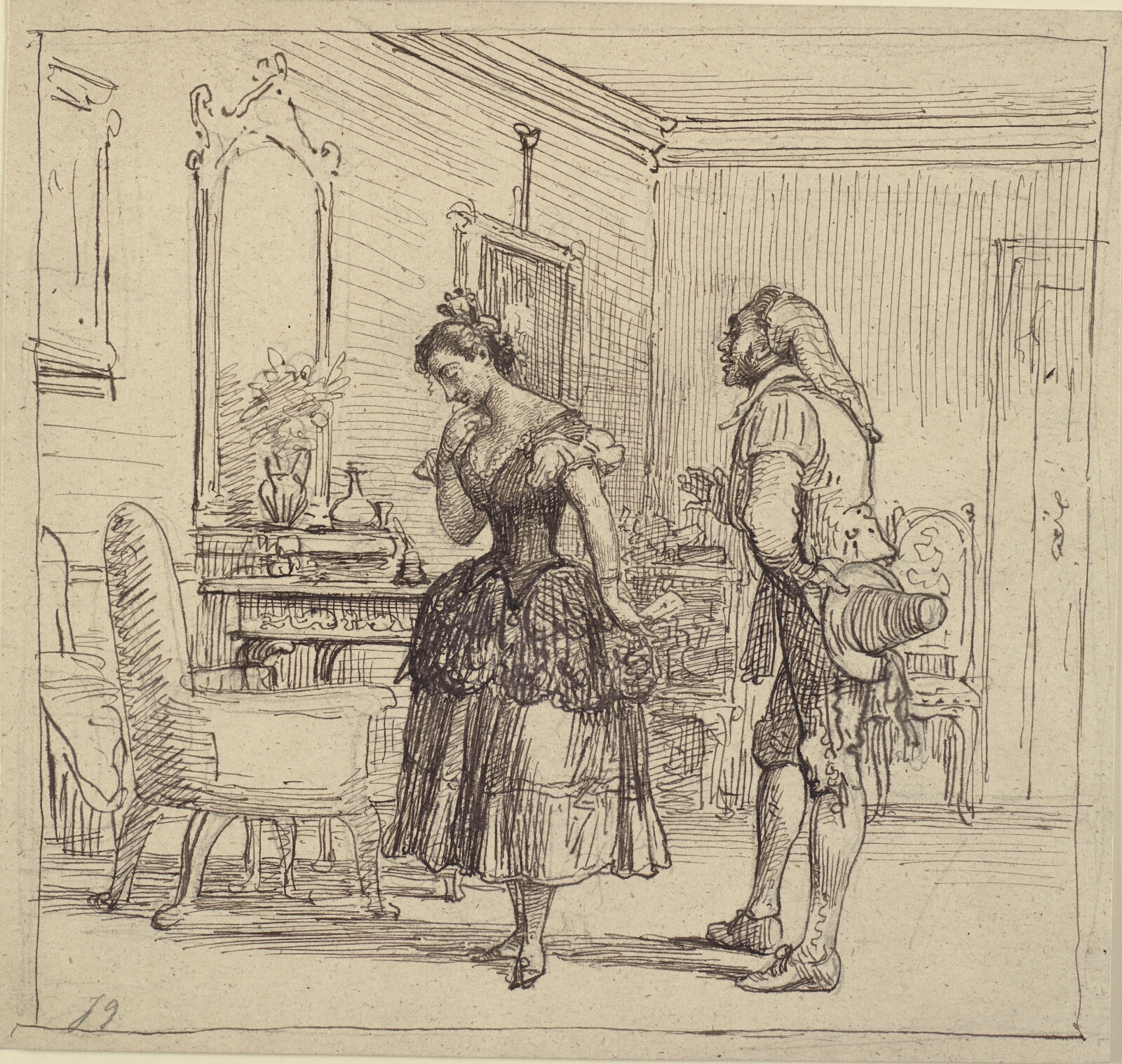 Wilhelm Marstrand, Rosina giver Figaro brevet til grev Almaviva (Barberen i Sevilla)