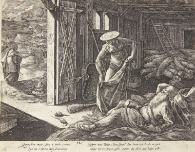 Ruth og Boaz på tærskepladsen, Goltzius, Hendrick, 1580