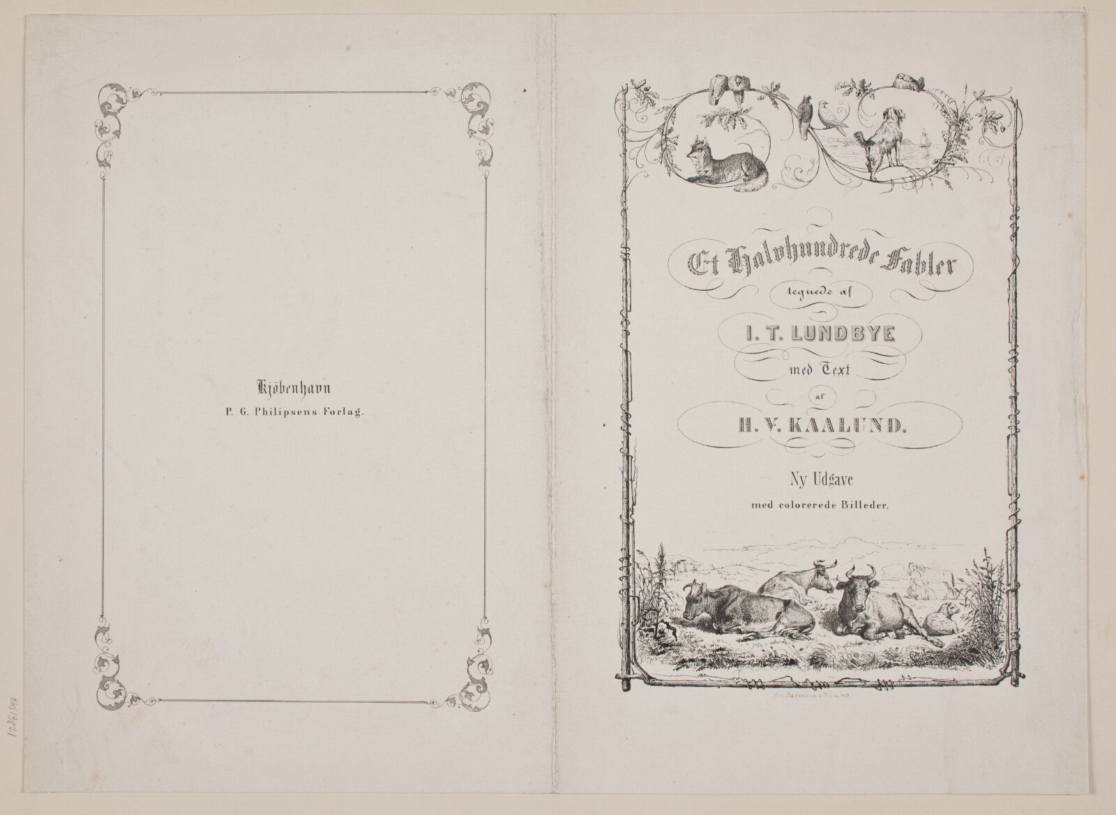 Adolph Kittendorff, Titel- og slutblad til H. V. Kaalunds, "Et halvhundrede fabler"
