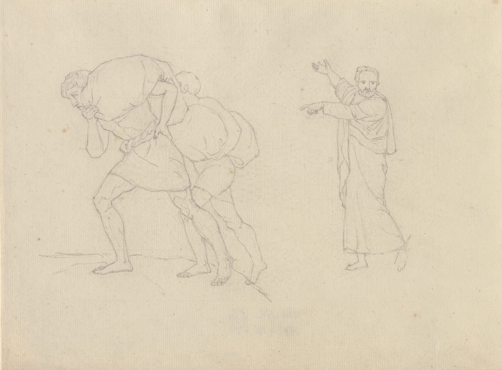 C.W. Eckersberg, Studie af to mænd, belæsset med byrder på vej op ad et bjerg