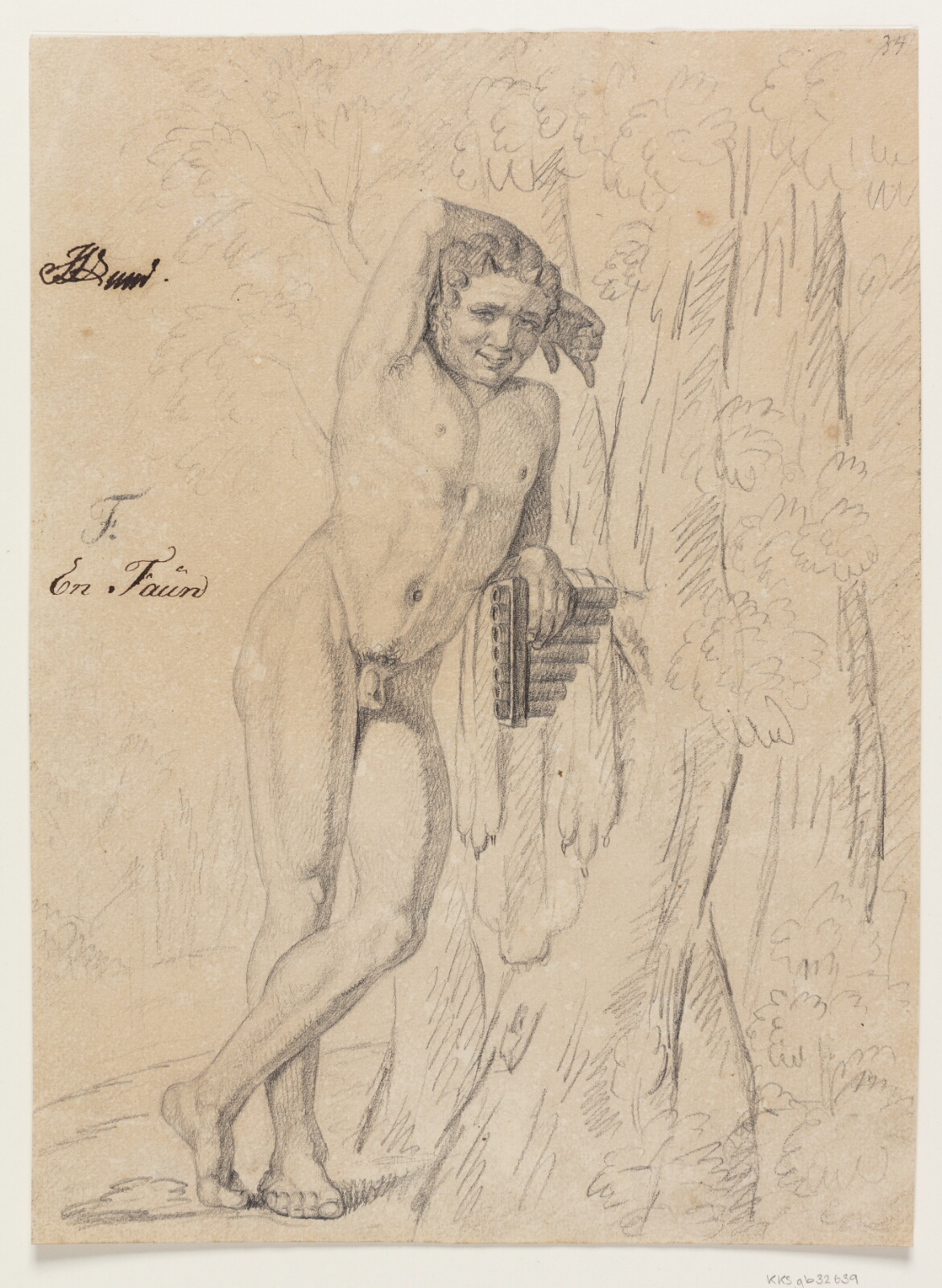Albert Küchler, Faun med panfløjte (syrinx), lænet op ad et træ