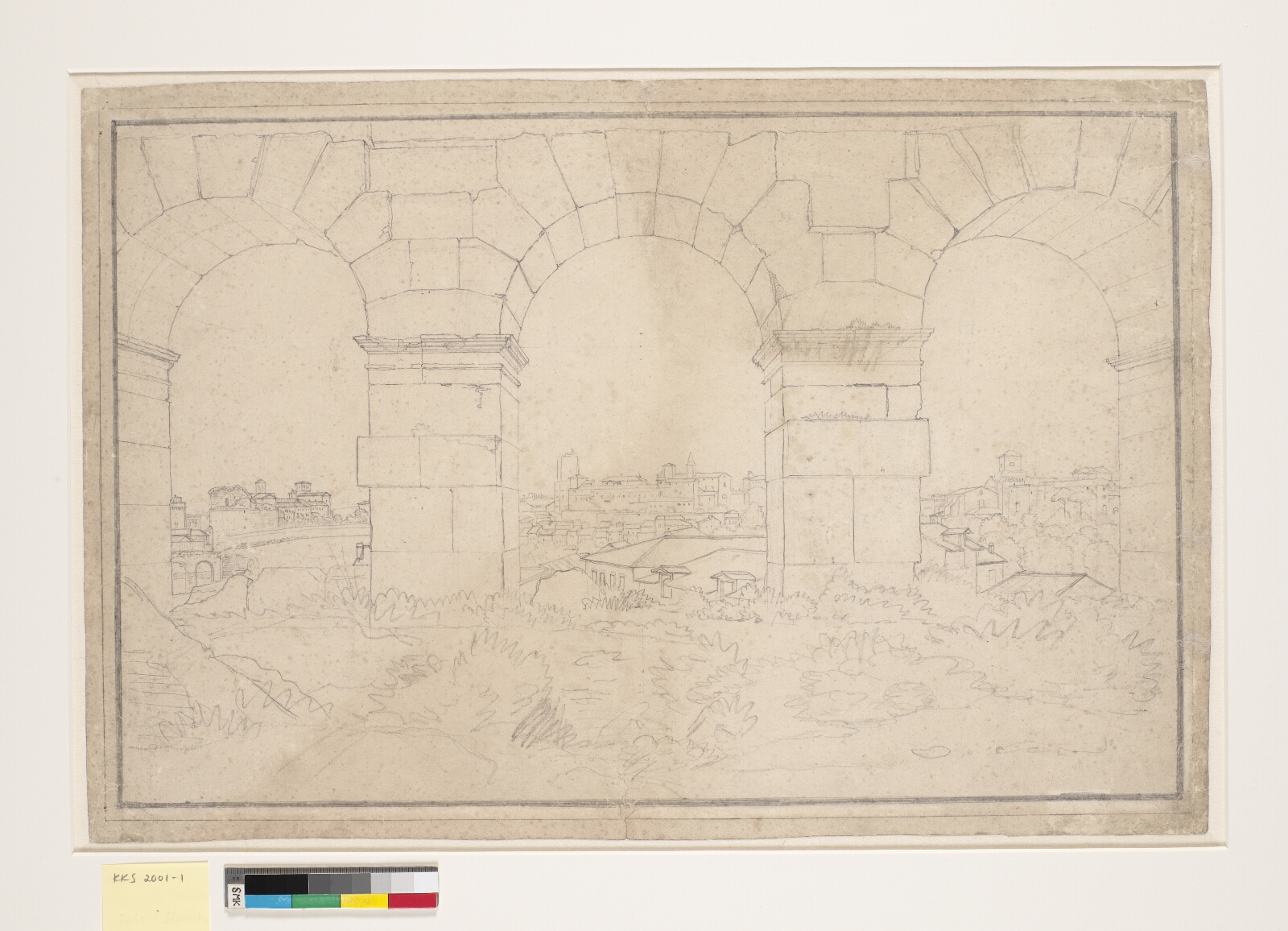 C.W. Eckersberg, Udsigt gennem tre af de nordvestlige buer i Colosseums tredje stokværk