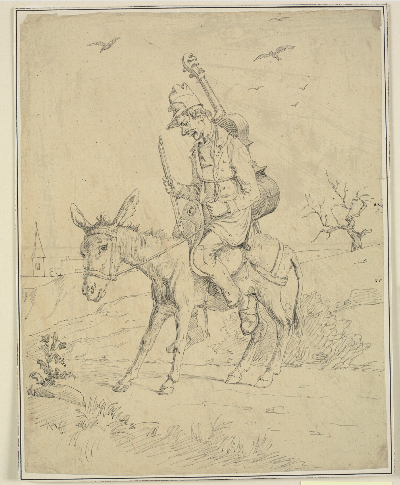 Wilhelm Marstrand, Spillemand på et æsel