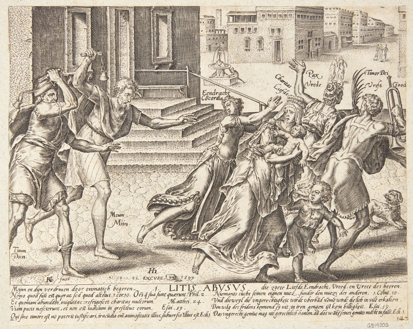 Hendrick Goltzius, Min og din bortjager enigheden, næstekærligheden, freden og gudsfrygtigheden